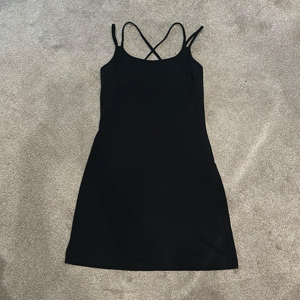 Moda black strappy dress with built-in bra